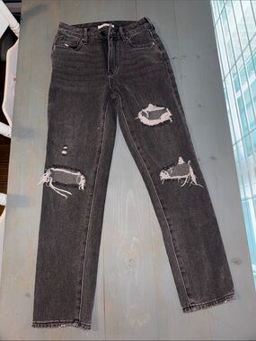 Black Distressed High-Rise Women’s Jeans